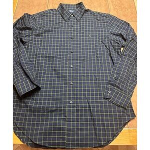 Ralph Lauren Classic Fit Blue Green Yellow Plaid Cotton Pony Button Shirt Sz Med